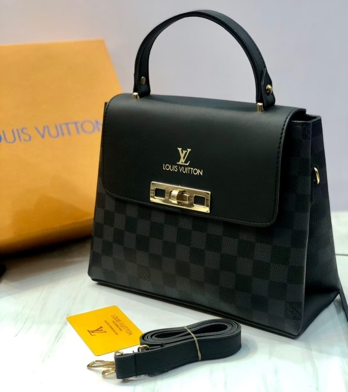 Louis Vuitton Designer Handbag with Signature Metal Lock Closure