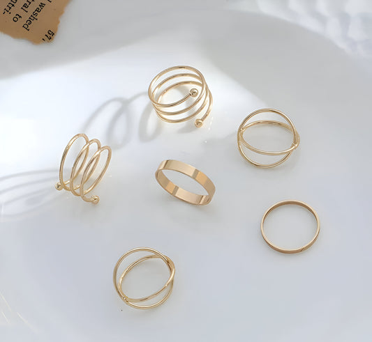 Six-Piece Urban Hip Hop Ring Collection