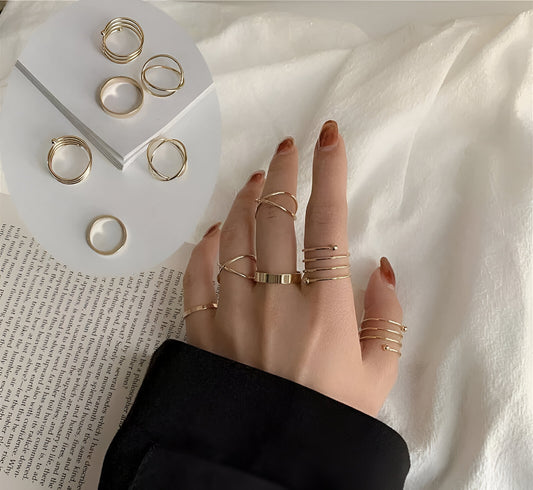 Six-Piece Urban Hip Hop Ring Collection