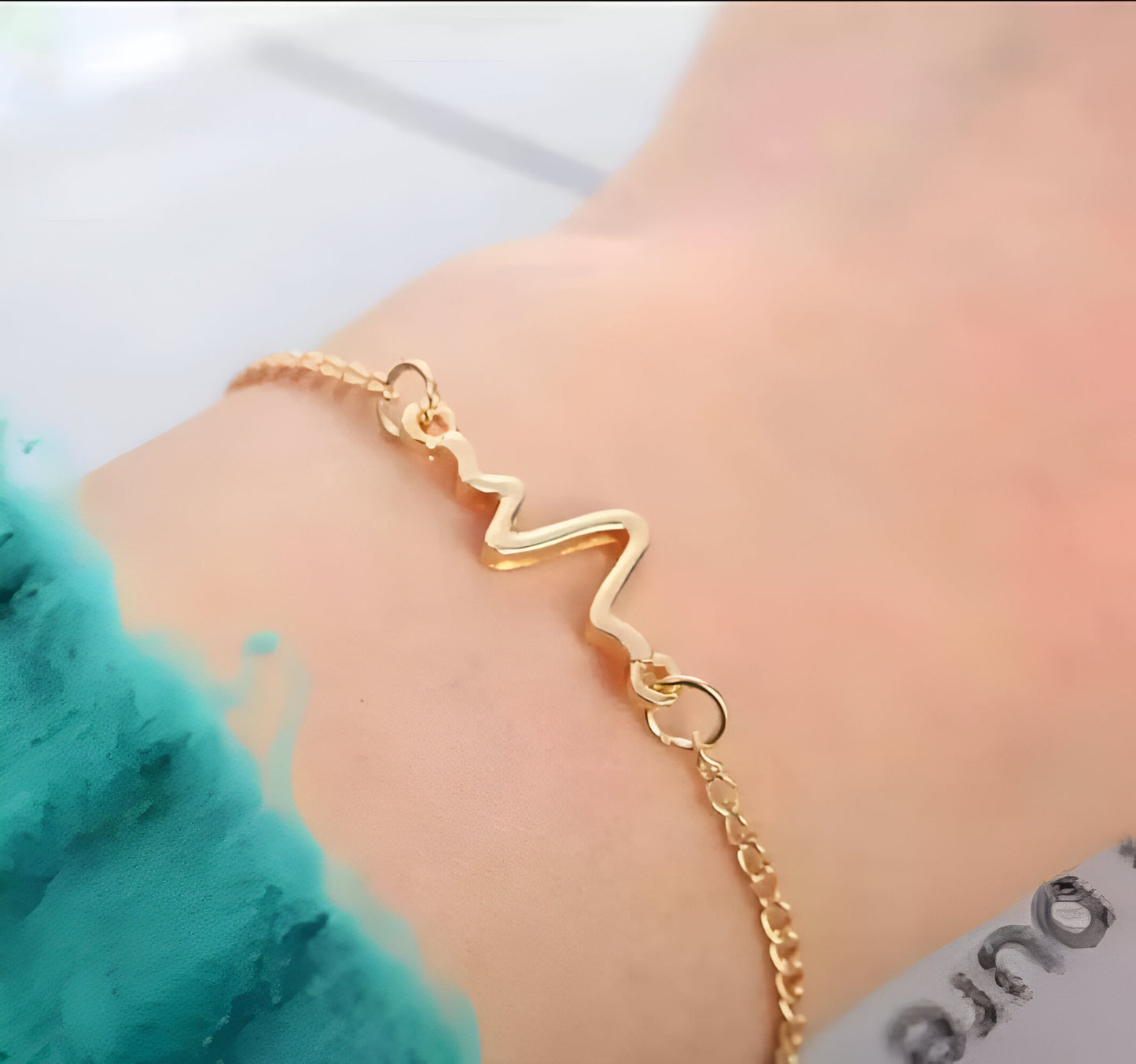 Stylish Gold-Tone Heartbeat Bracelet | Unisex | 1 Pc