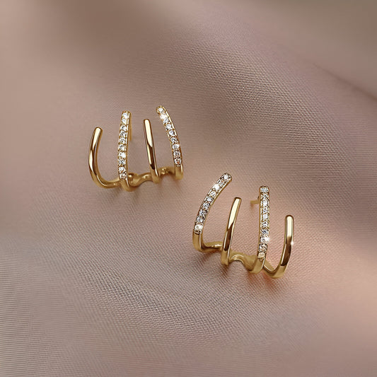 Gold-Plated Crystal Hoop Earrings