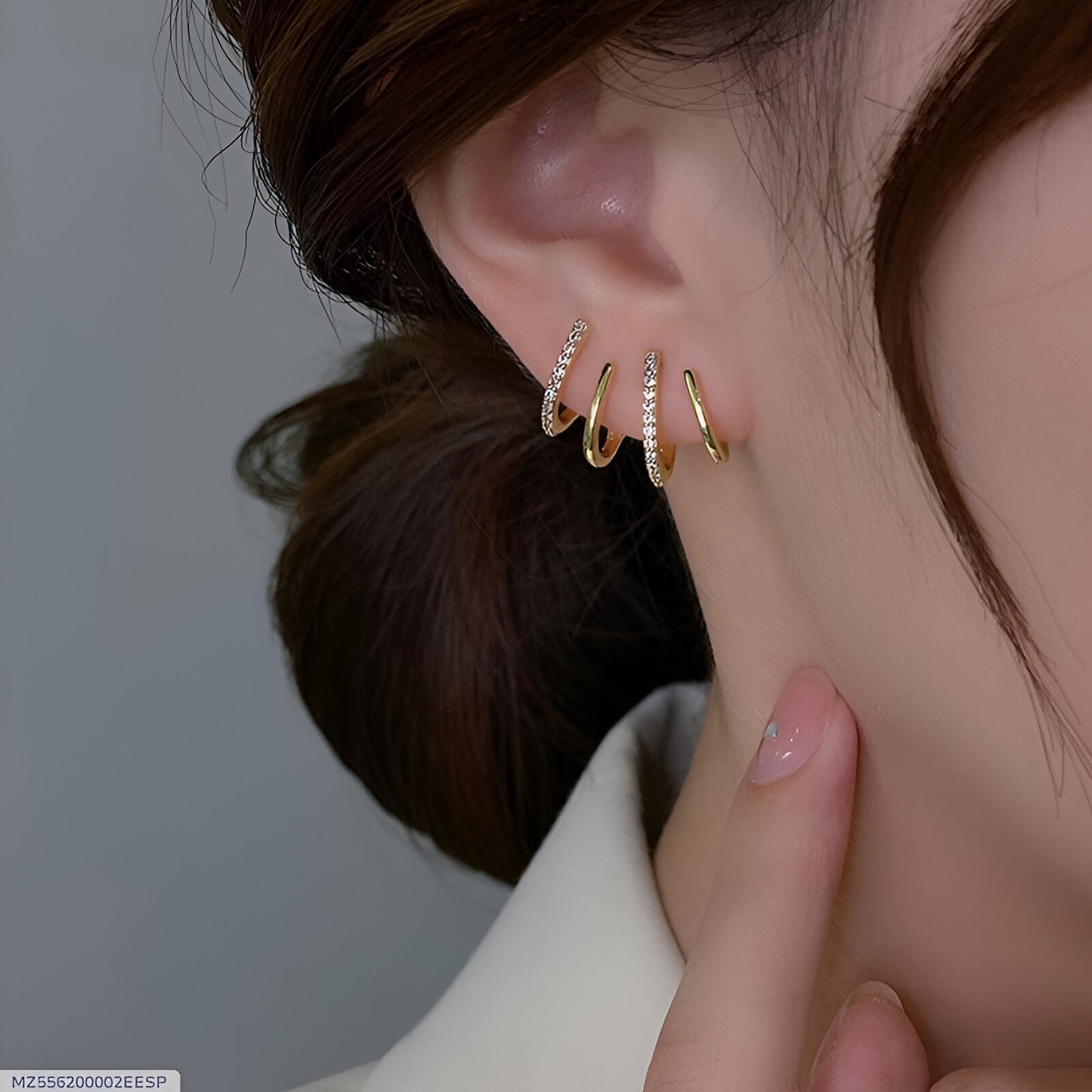 Gold-Plated Crystal Hoop Earrings