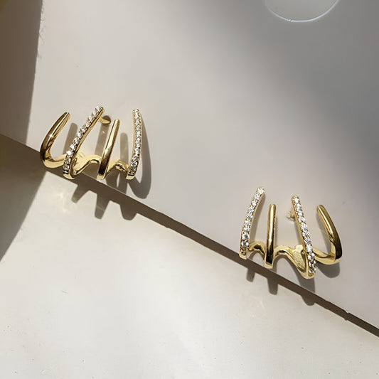 Gold-Plated Crystal Hoop Earrings