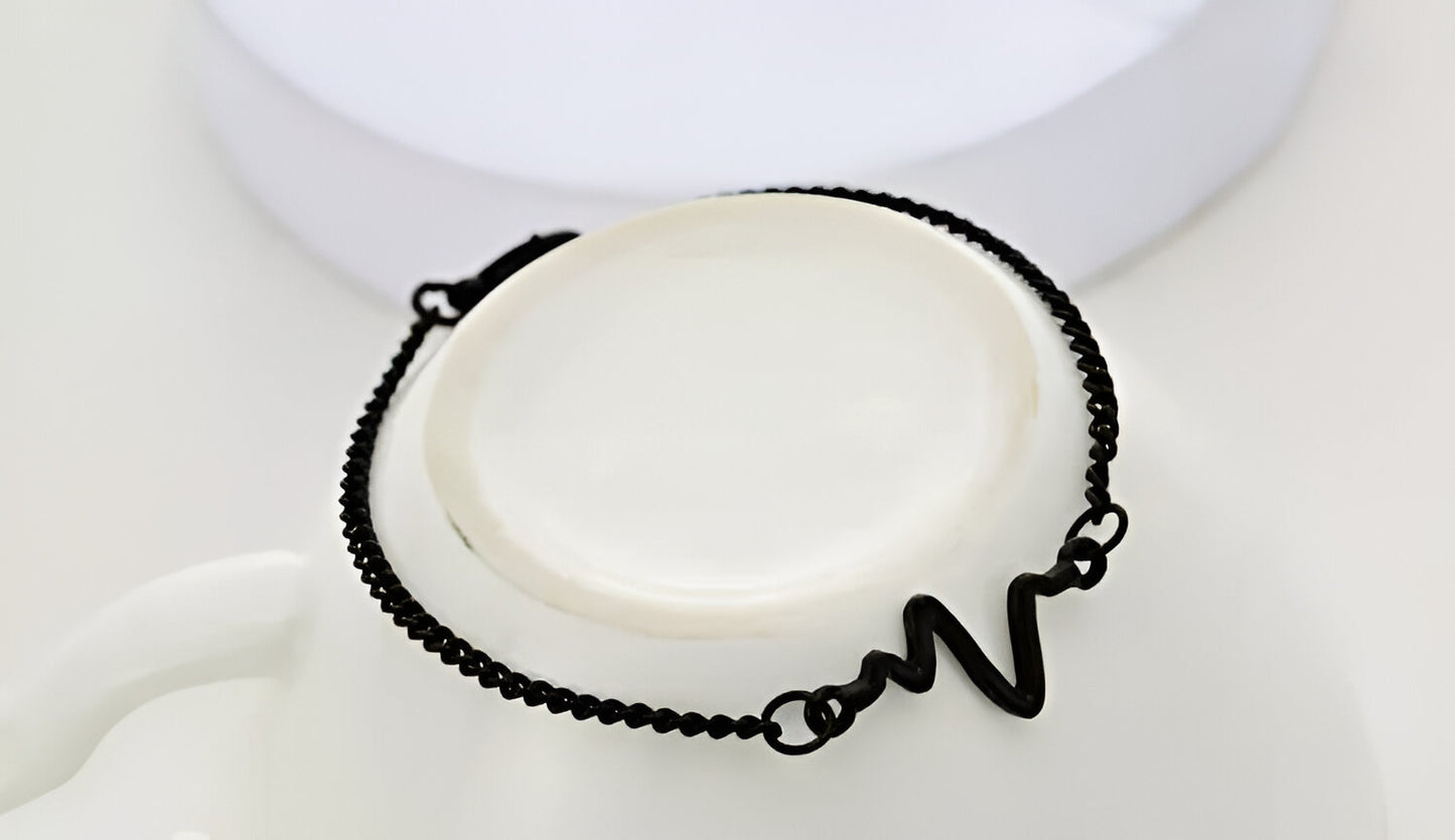Stylish Gold-Tone Heartbeat Bracelet | Unisex | 1 Pc