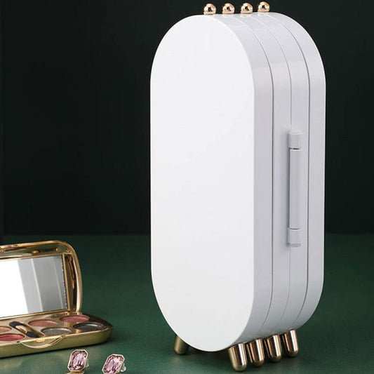 Foldable Jewelry Box Organizer with Mirror – Elegant, Dustproof Storage & Display Case